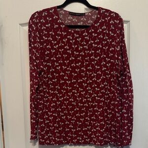 Gudrun Sjoden Red Long Sleeve Top with White Pattern
